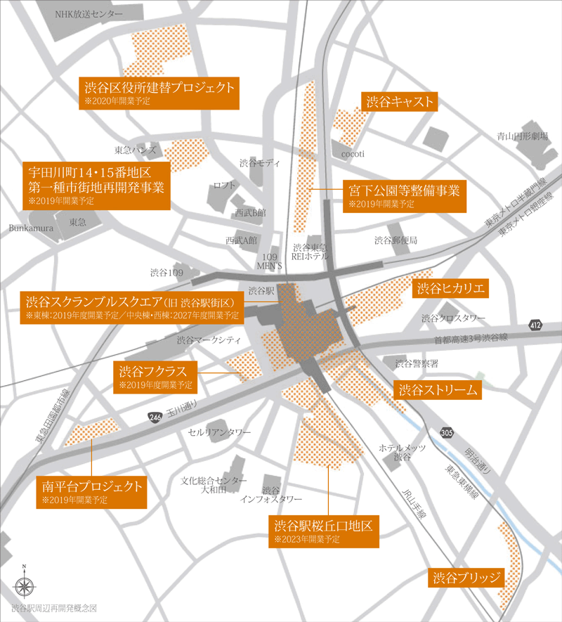 渋谷駅周辺再開発概念図